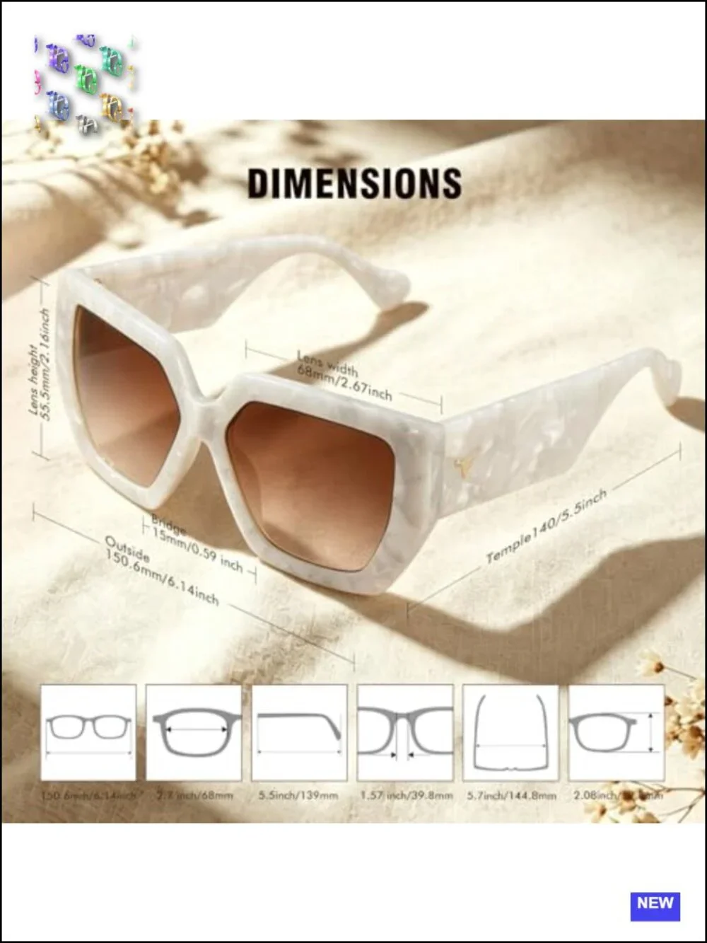Oversized Acetate Square Sunglasses UV400 Protection for Women Travel Driving